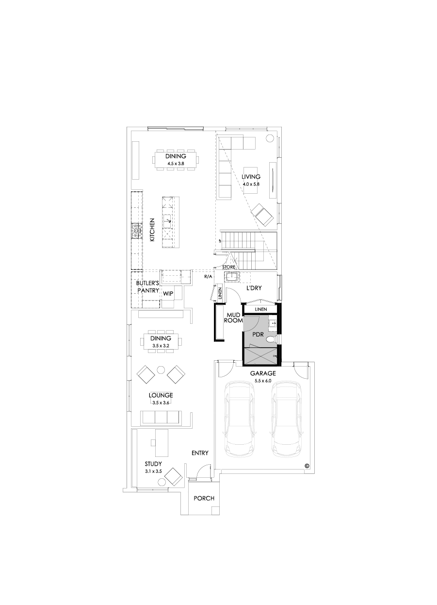 40 Ground Floor Floorplan (Shower to powder - Flipped)
