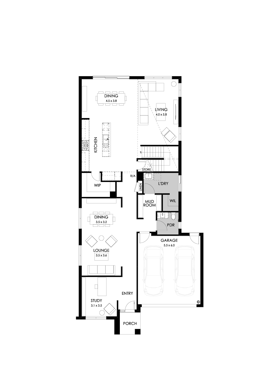 40 Ground Floor Floorplan (Standard - Flipped)