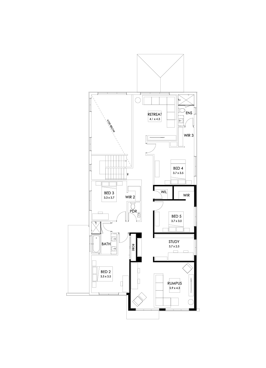 45 First Floor Floorplan (Alternate bed 1)