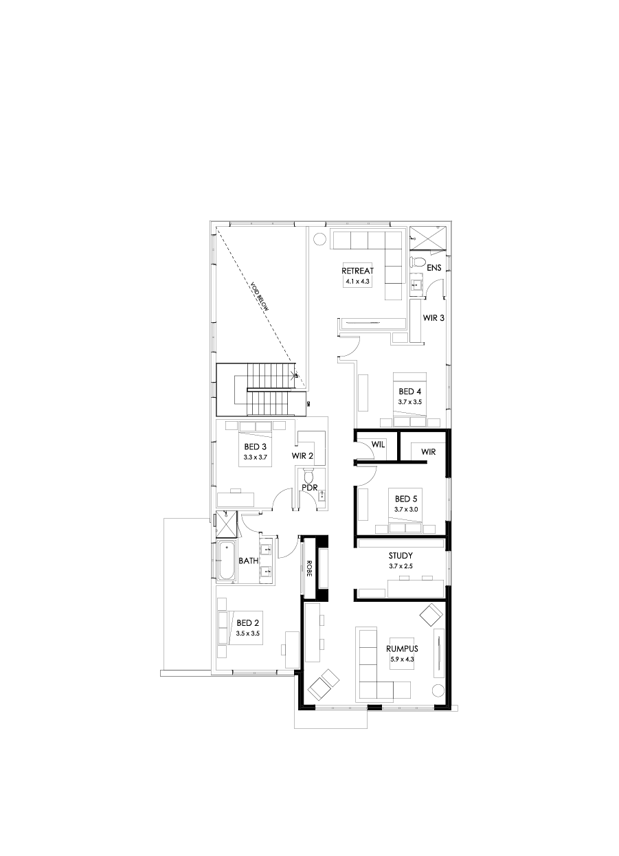 45 First Floor Floorplan (Alternate bed 1)