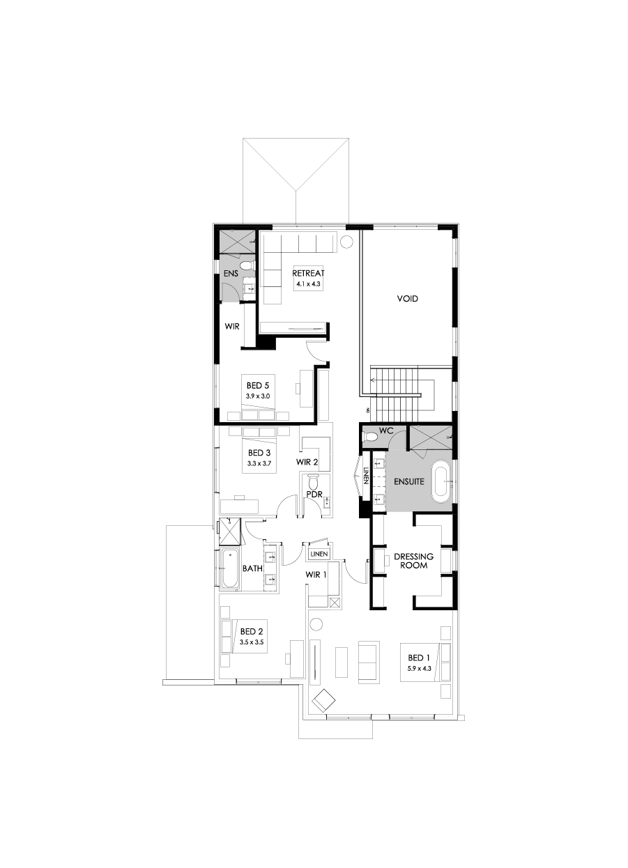 45 First Floor Floorplan (Rear flip)