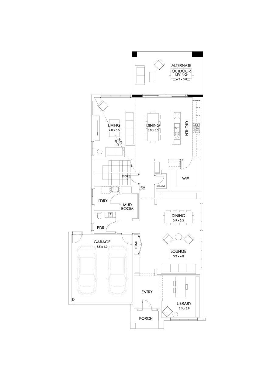 45 Ground Floor Floorplan (Alternate grand outdoor living)