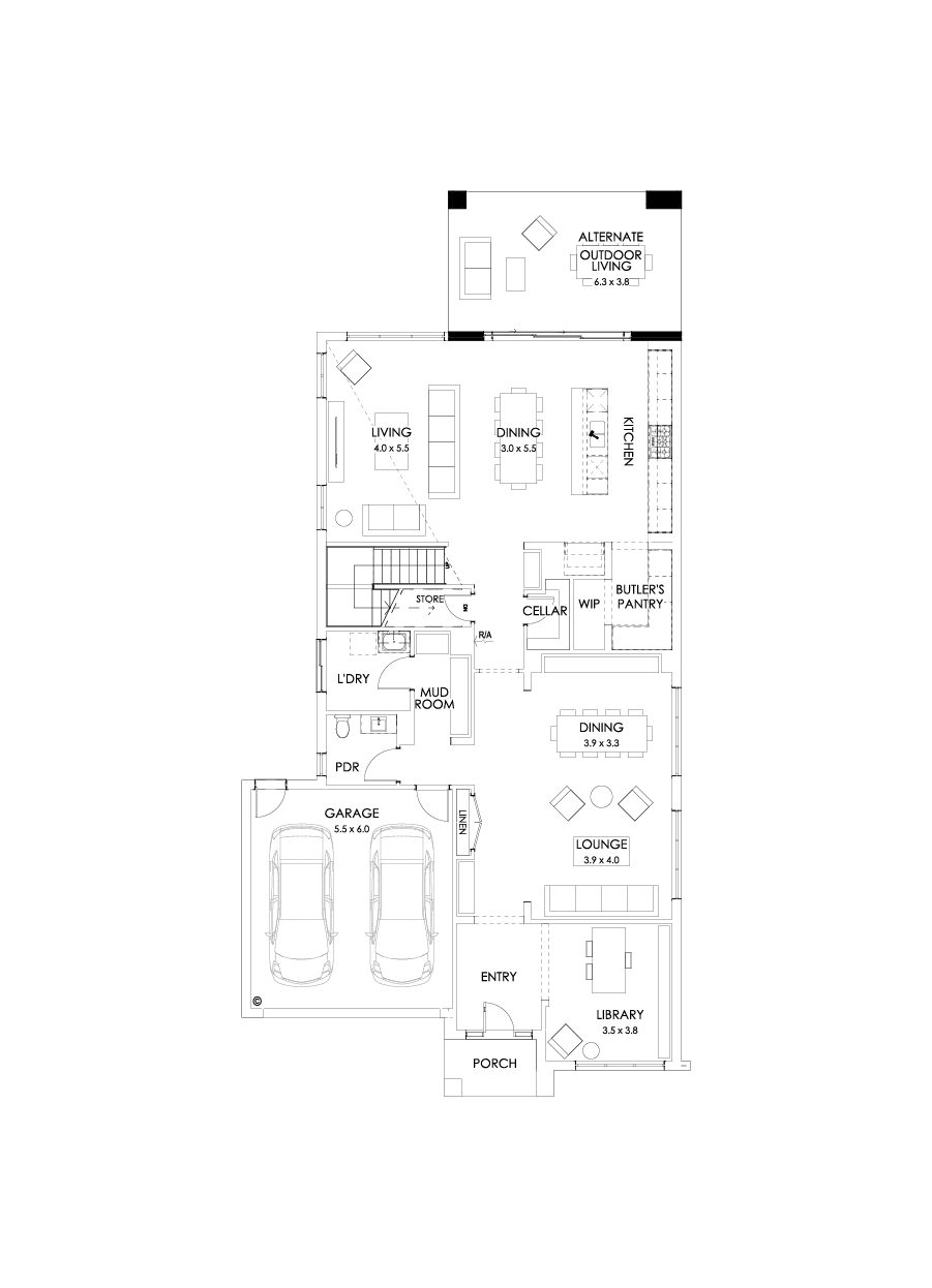 45 Ground Floor Floorplan (Alternate grand outdoor living)