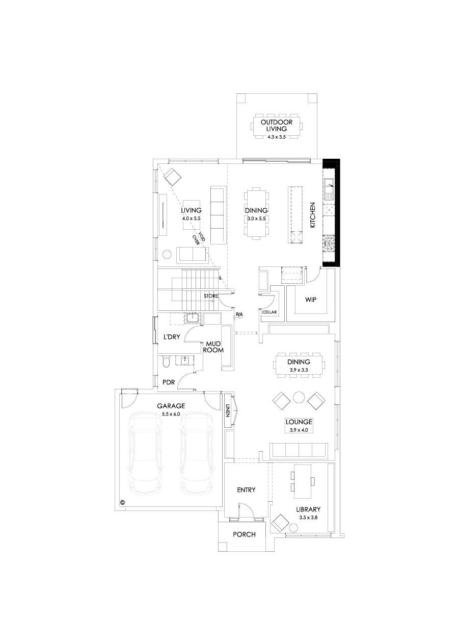 45 Ground Floor Floorplan (Alternate kitchen)