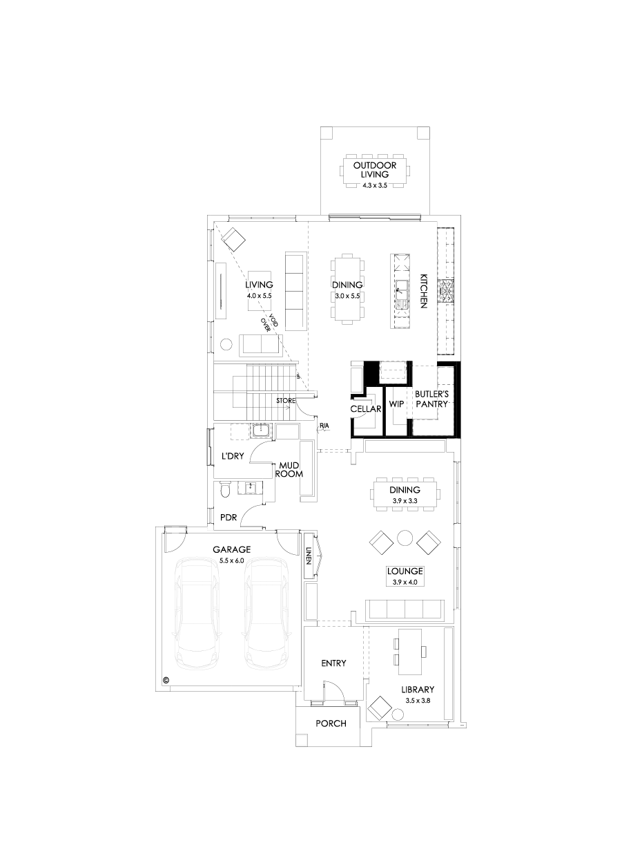 45 Ground Floor Floorplan (Butler's pantry - Included)