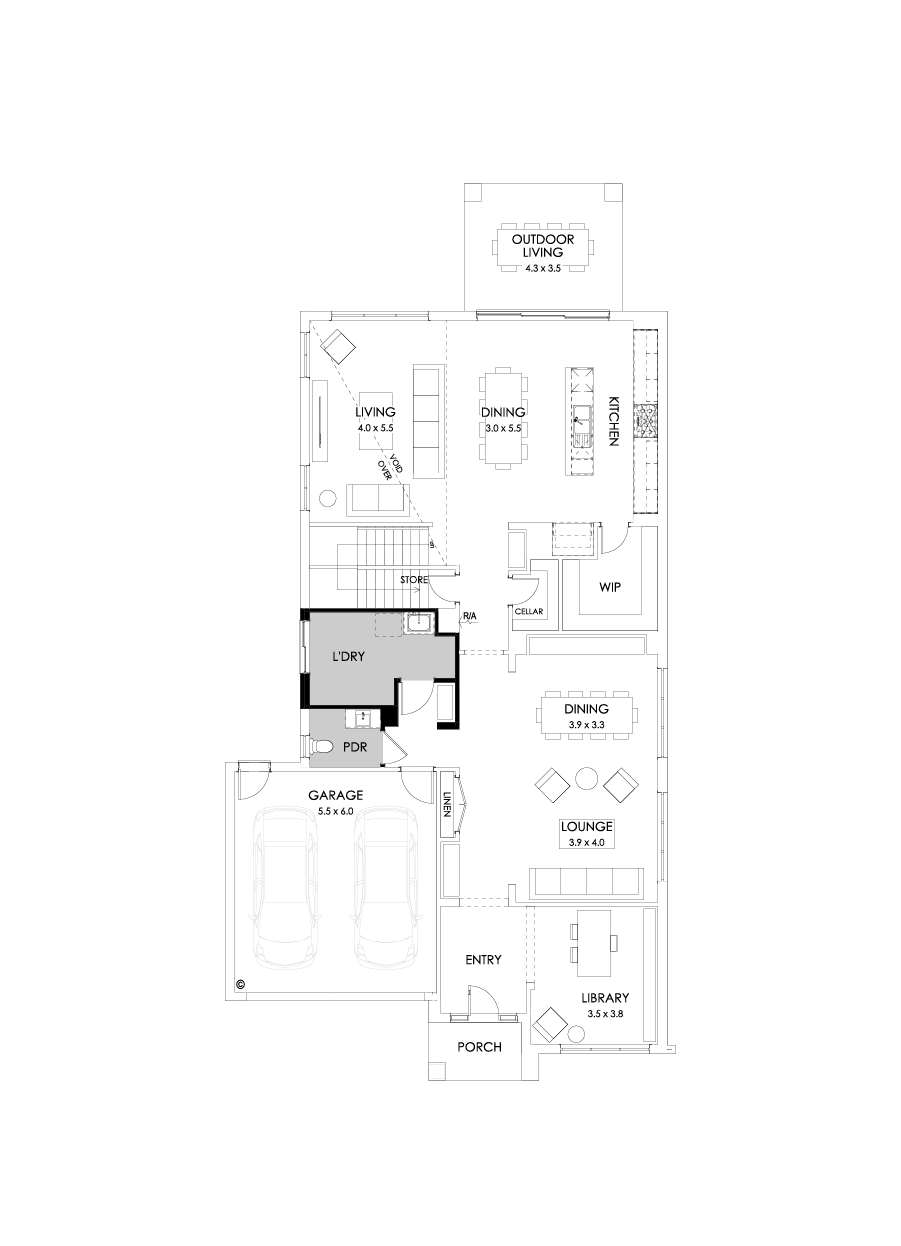 45 Ground Floor Floorplan (Grand laundry)