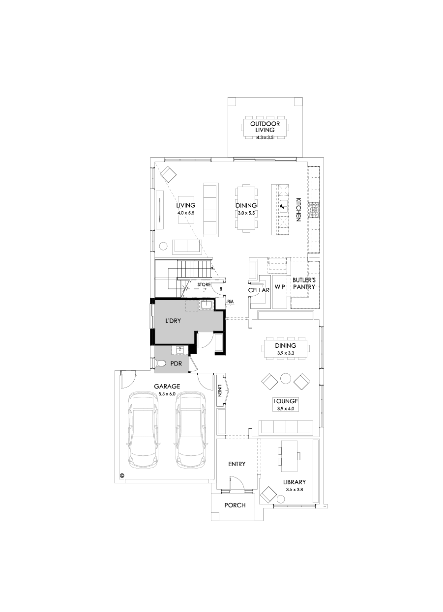 45 Ground Floor Floorplan (Grand laundry)