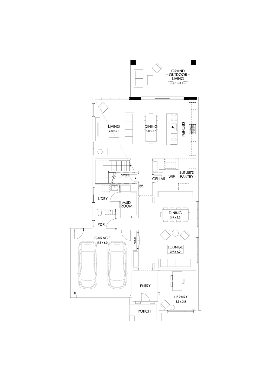 45 Ground Floor Floorplan (Grand outdoor living)