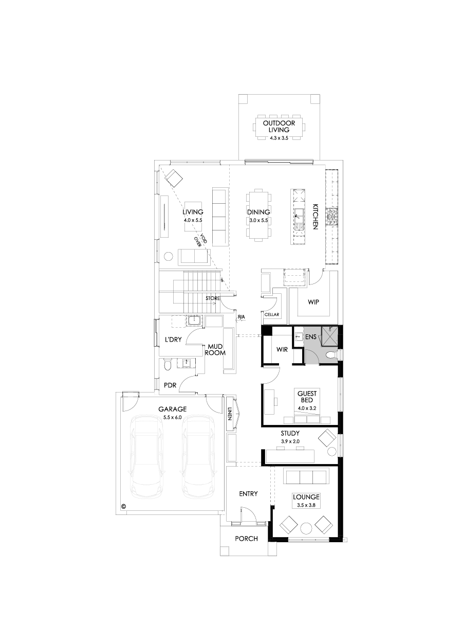 45 Ground Floor Floorplan (Guest bedroom)