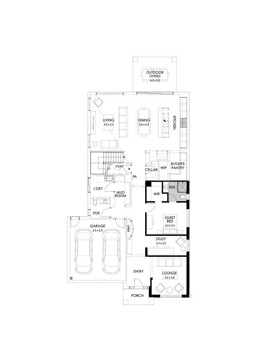 45 Ground Floor Floorplan (Guest bedroom)