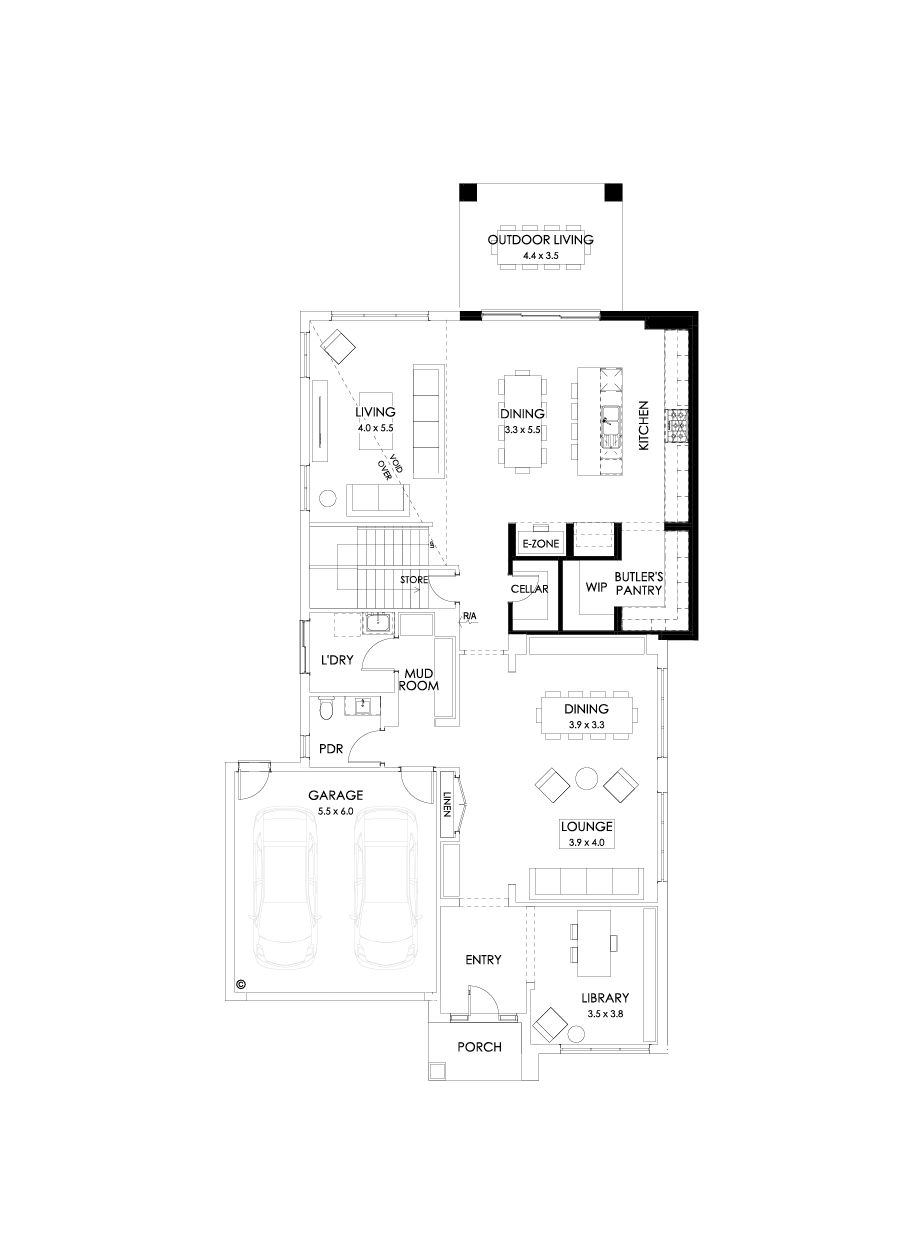 45 Ground Floor Floorplan (Larger kitchen)