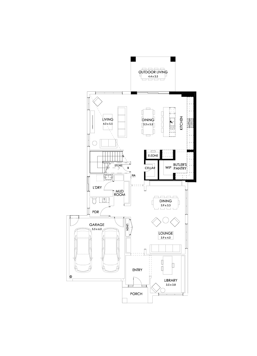 45 Ground Floor Floorplan (Larger kitchen)