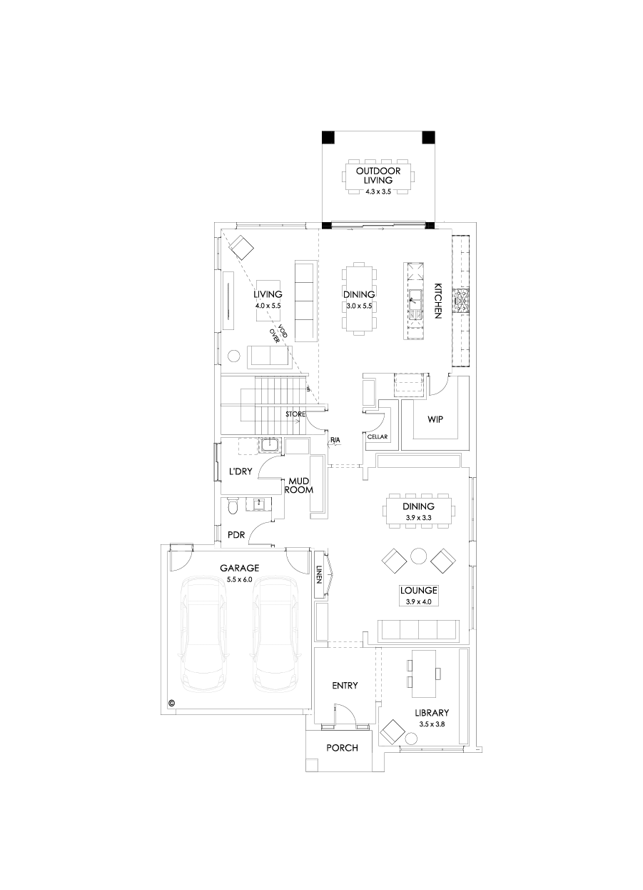45 Ground Floor Floorplan (Rear balcony)