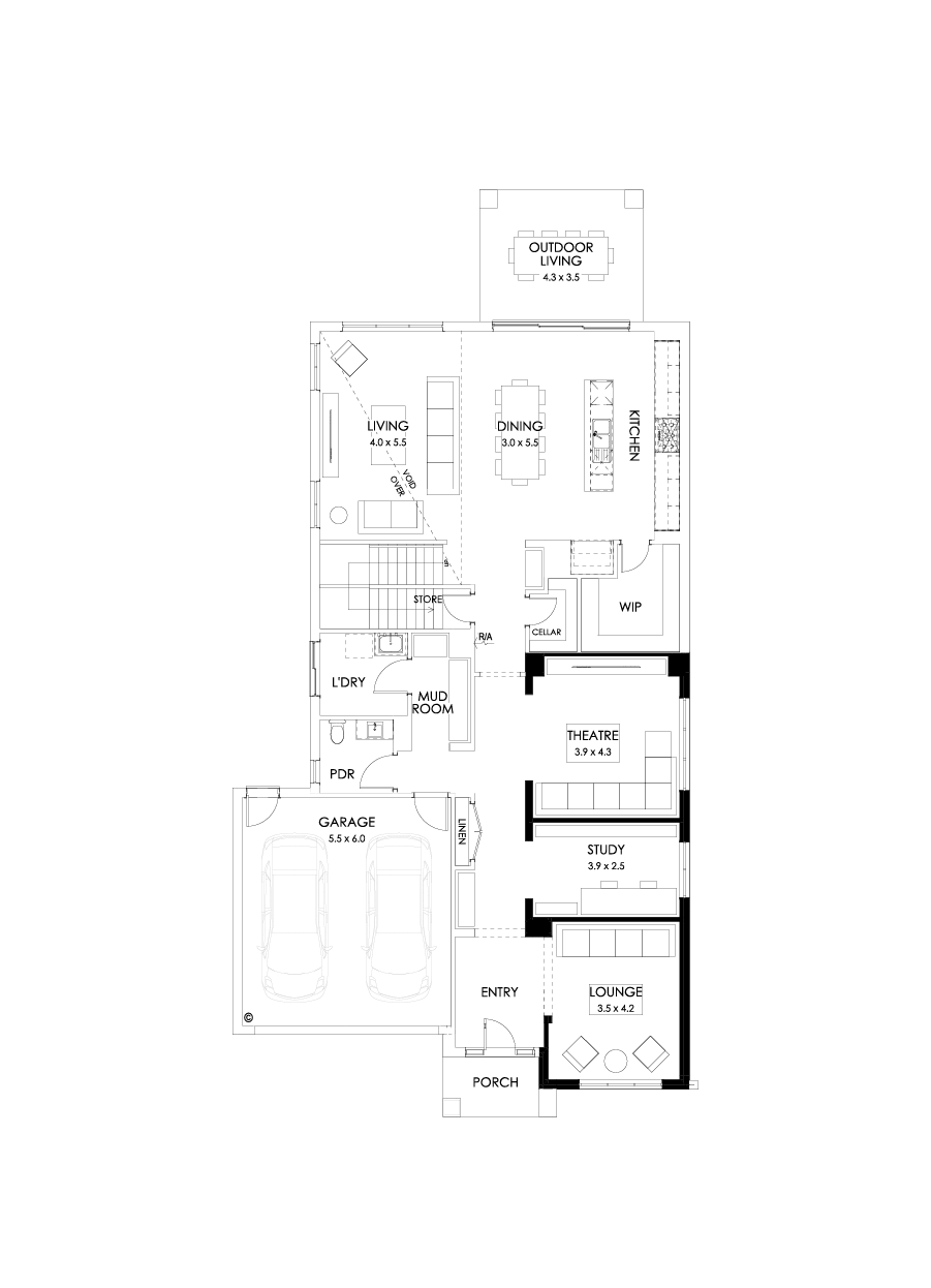 45 Ground Floor Floorplan (Theatre)