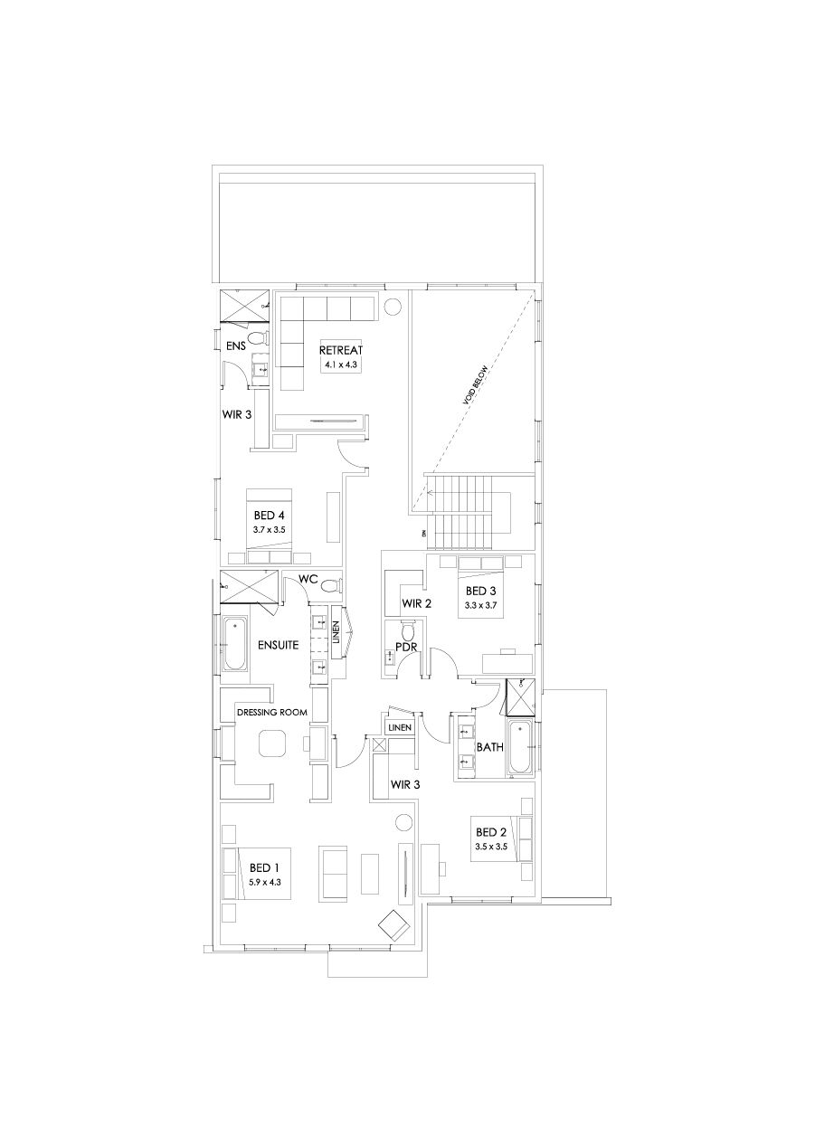 45 First Floor Floorplan (Larger kitchen dining - Flipped)
