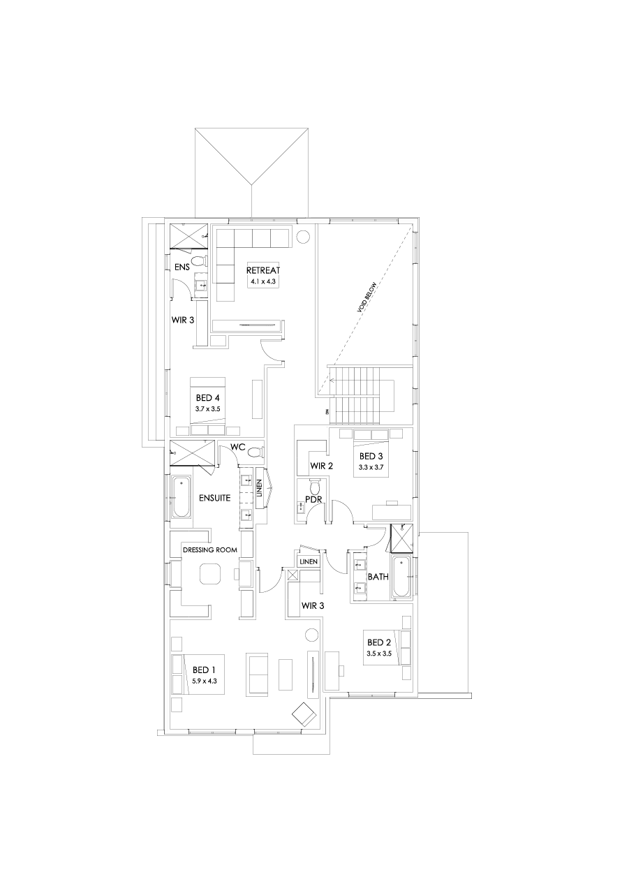 45 First Floor Floorplan (Larger kitchen - Flipped)