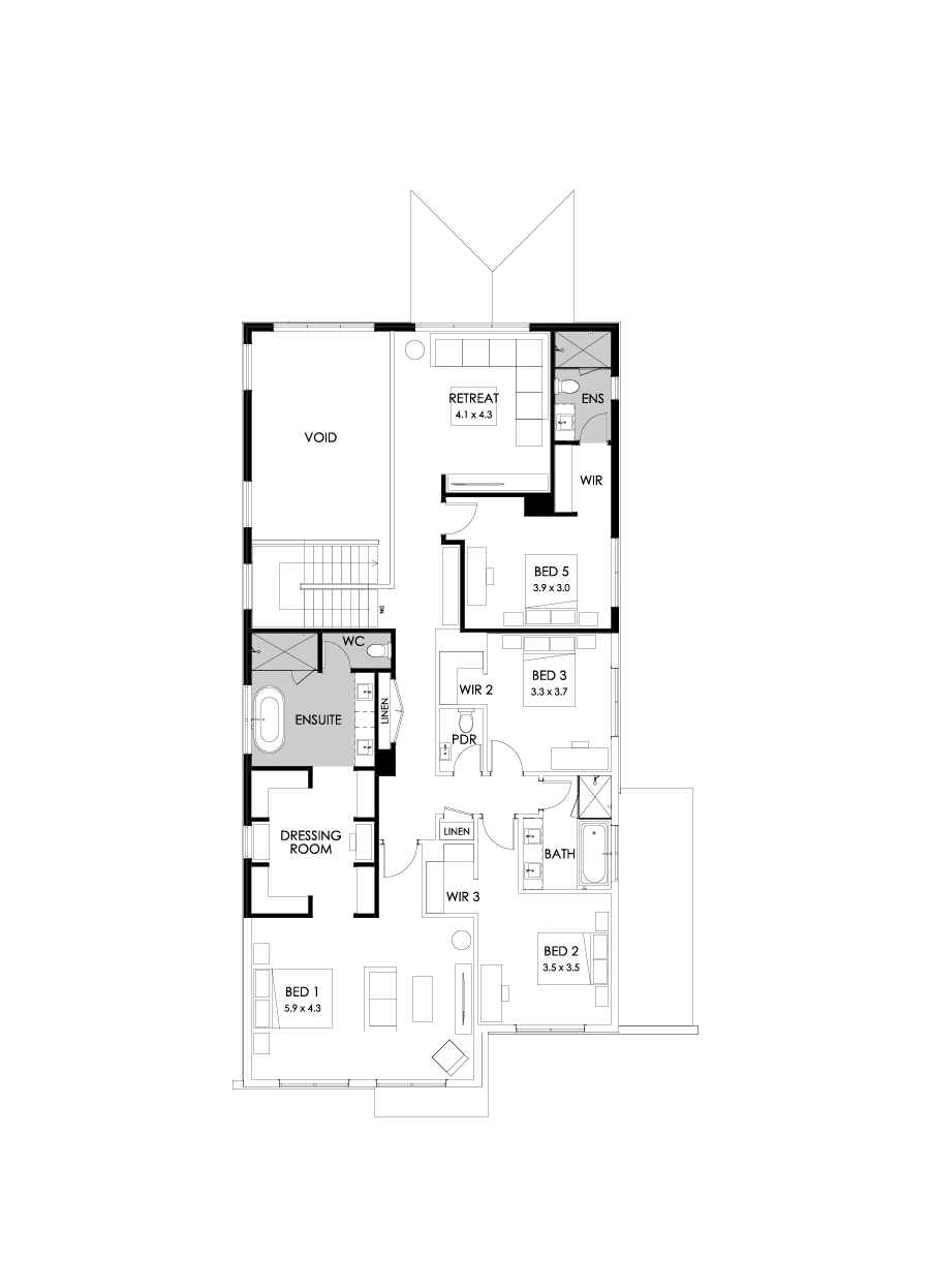 45 First Floor Floorplan (Rear flip with butler's pantry  - Flipped)