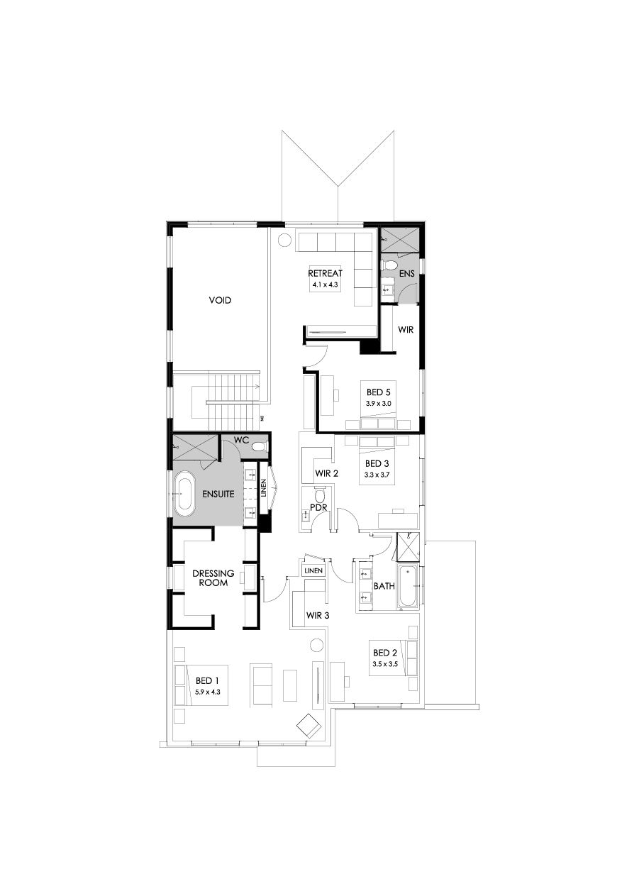 45 First Floor Floorplan (Rear flip - Flipped)