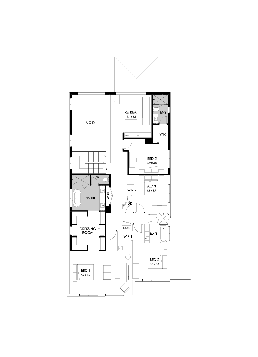 45 First Floor Floorplan (Rear flip - Flipped)