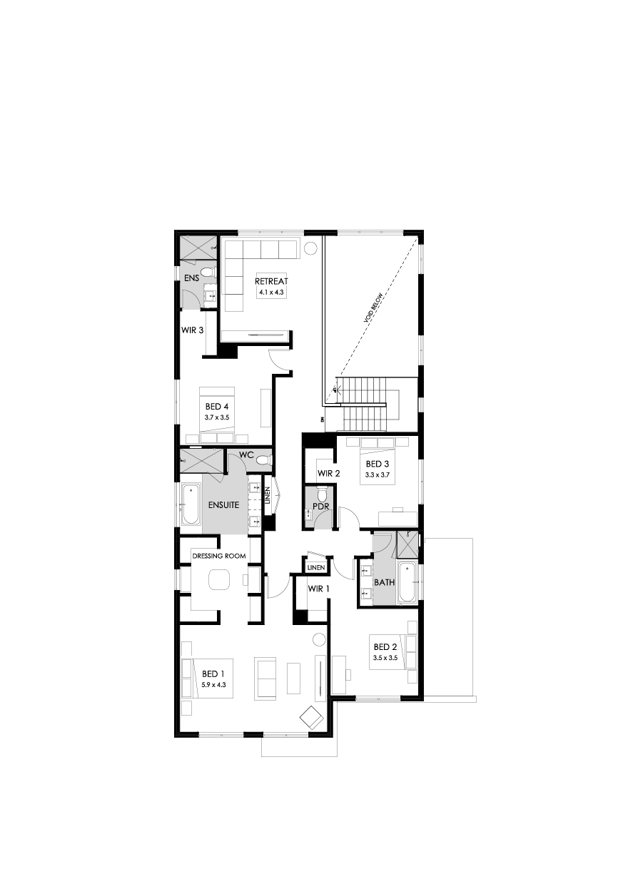 45 First Floor Floorplan (Standard  - Flipped)