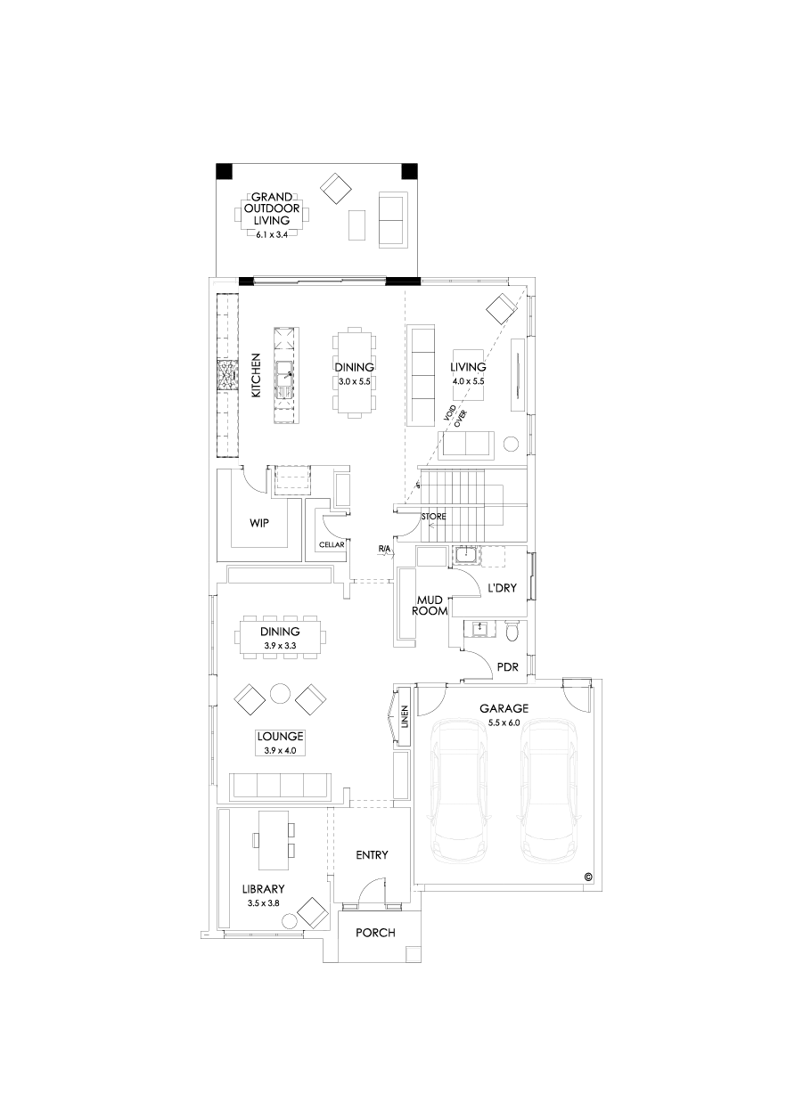 45 Ground Floor Floorplan (Grand outdoor living - Flipped)
