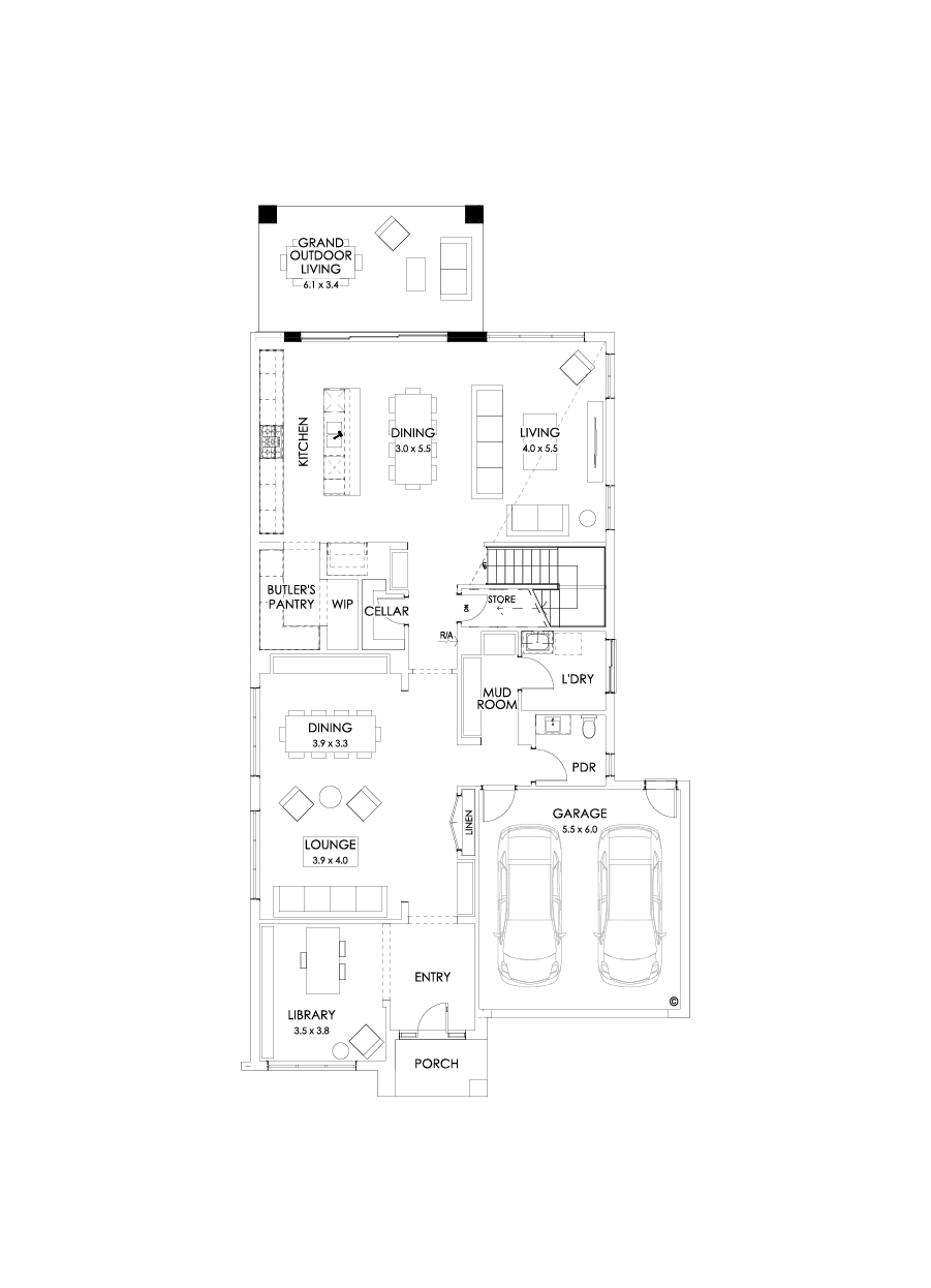 45 Ground Floor Floorplan (Grand outdoor living - Flipped)