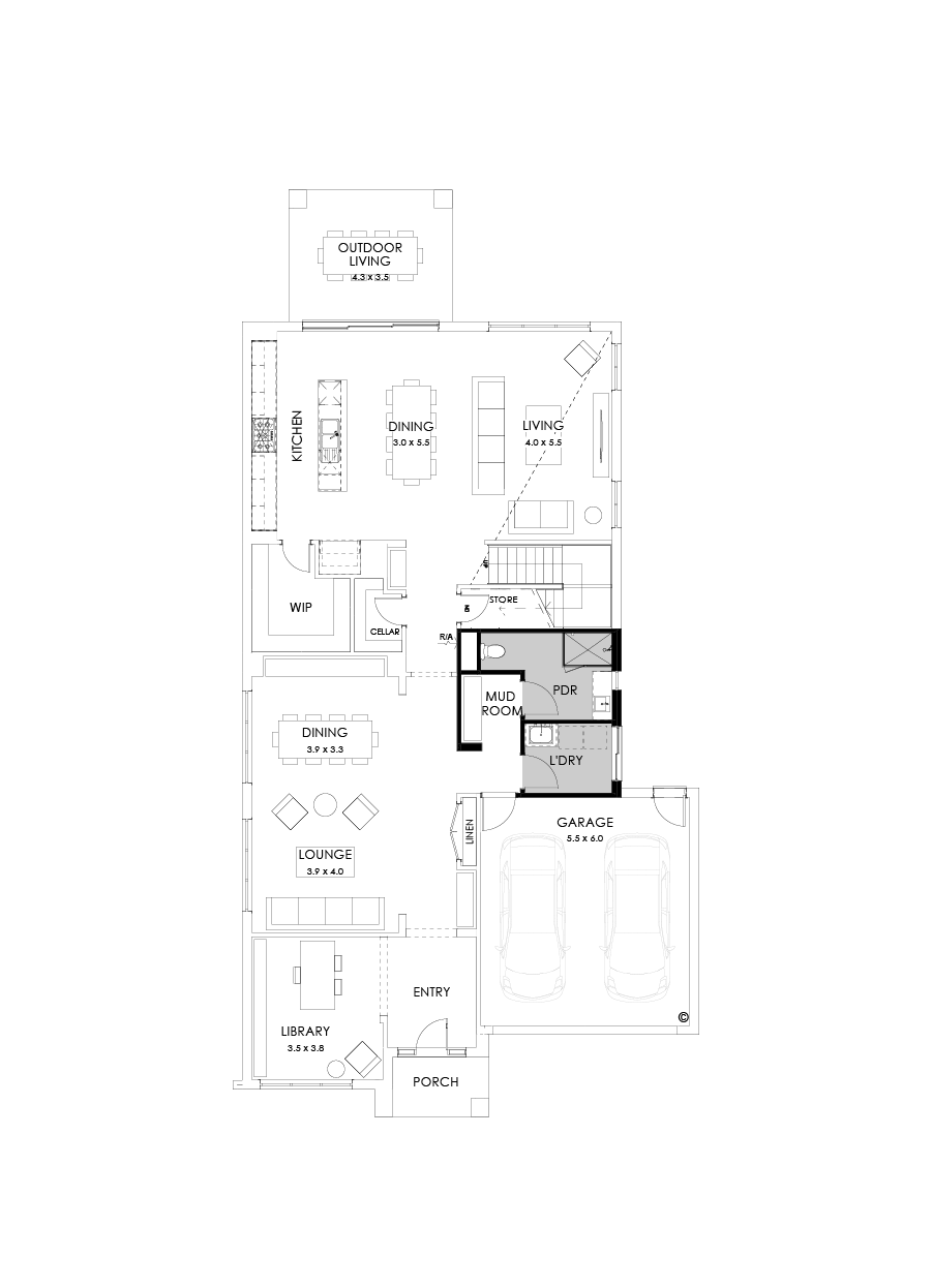 45 Ground Floor Floorplan (Shower to powder - Flipped)