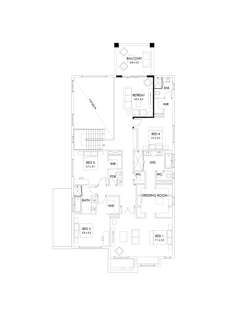 50 First Floor Floorplan (Rear balcony)