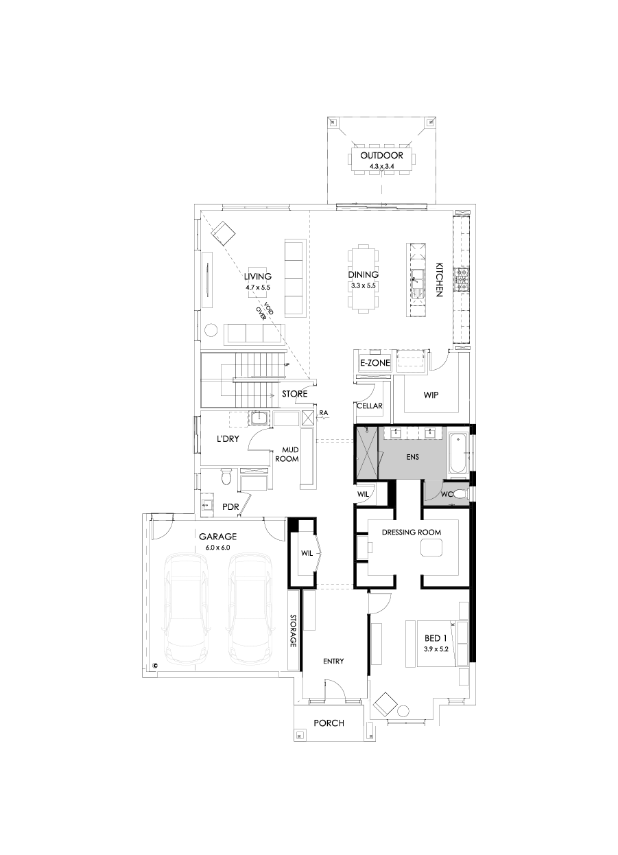 50 Ground Floor Floorplan (Alternate bed 1)