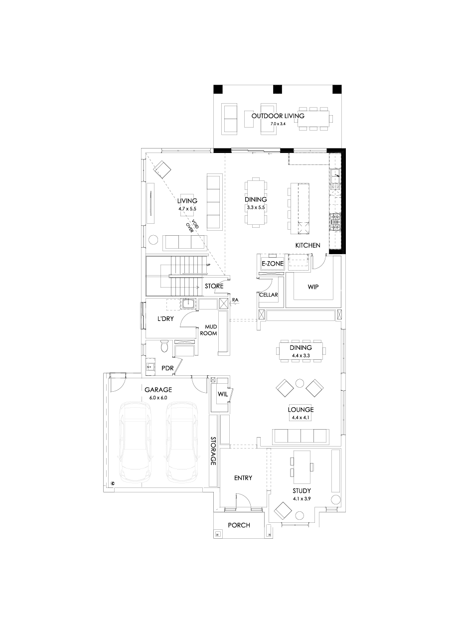 50 Ground Floor Floorplan (Alternate kitchen L-shape)