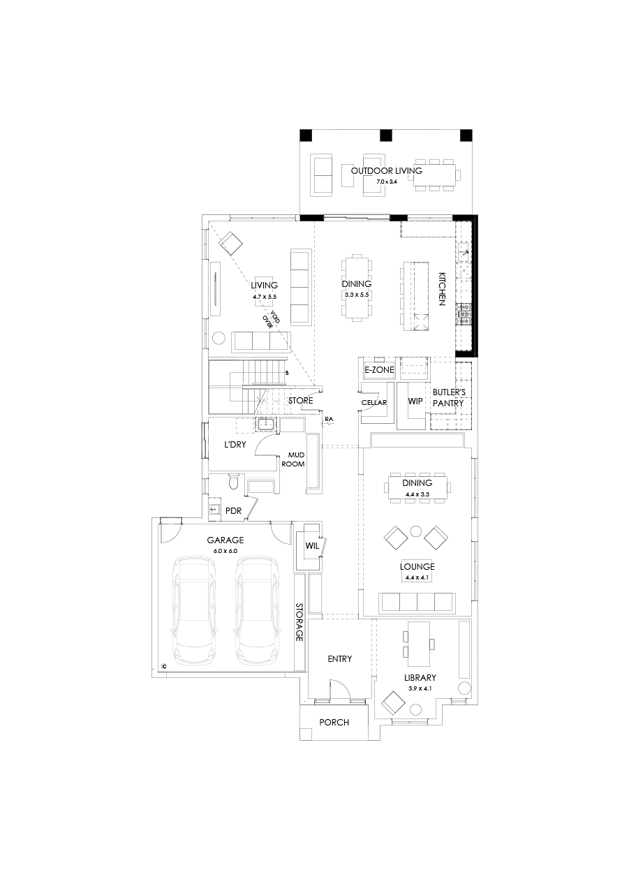 50 Ground Floor Floorplan (Alternate kitchen L-shape)