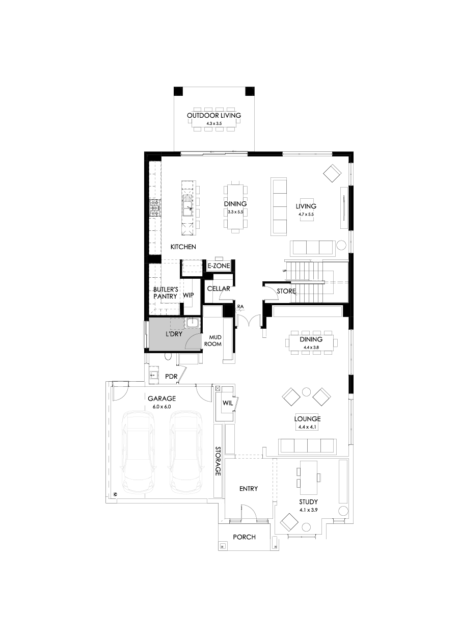 50 Ground Floor Floorplan (Rear Flip with butler’s pantry )