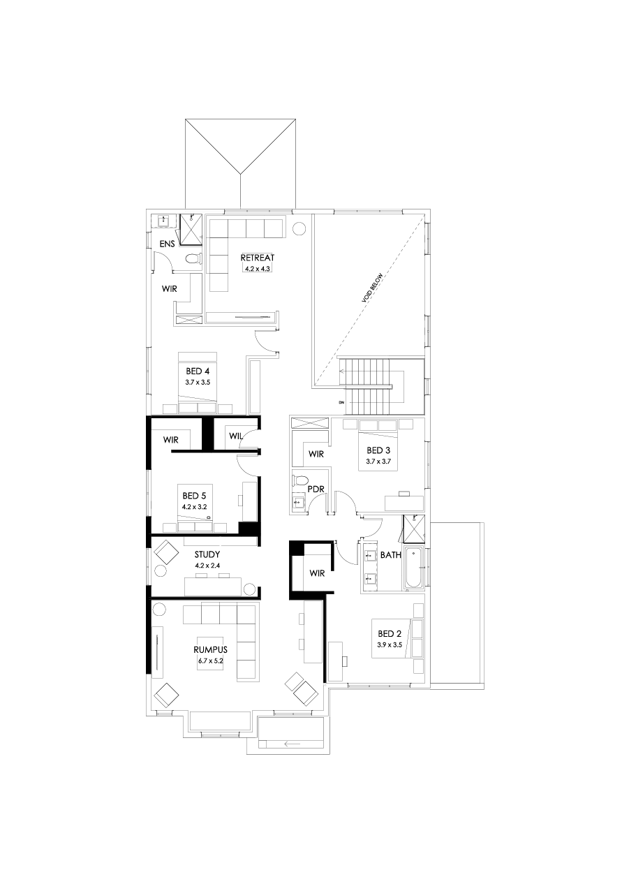 50 First Floor Floorplan (Alternate bed 1 - Flipped)