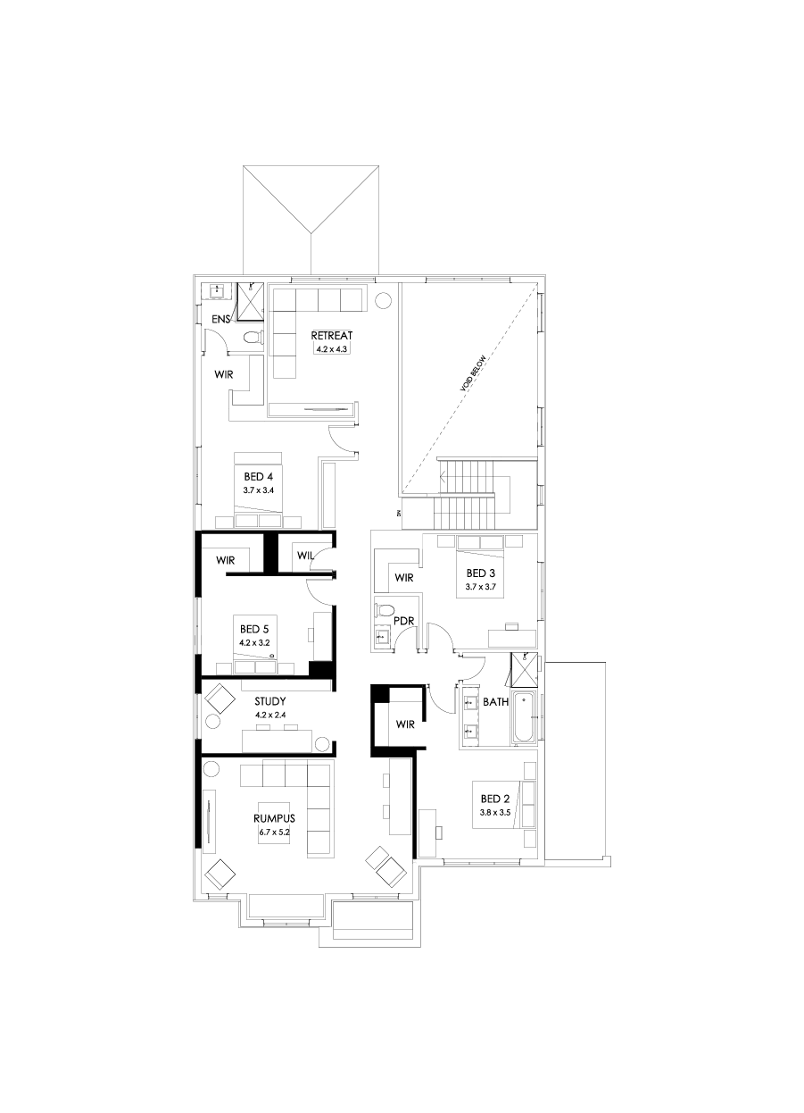 50 First Floor Floorplan (Alternate bed 1 - Flipped)