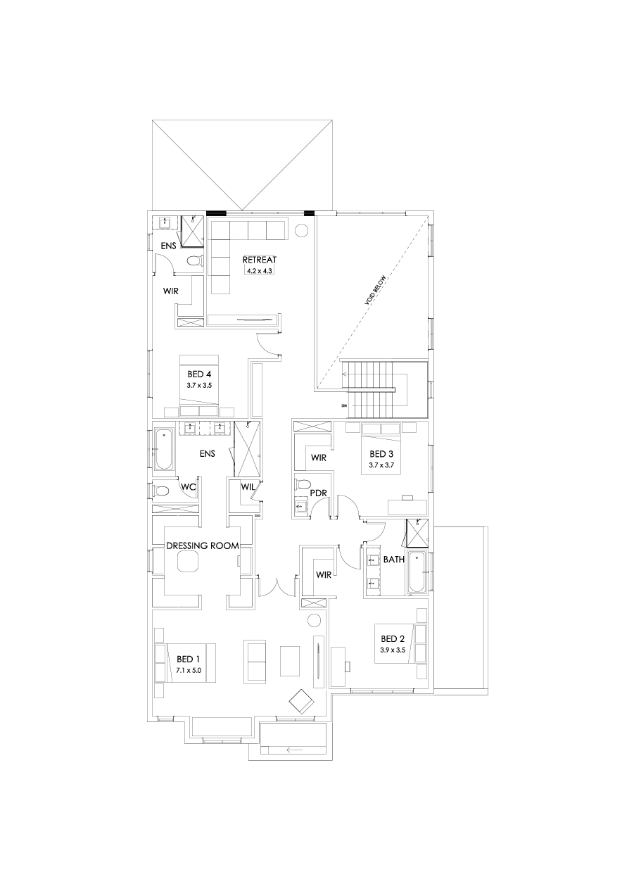 50 First Floor Floorplan (Alternate kitchen L-shape - Flipped)