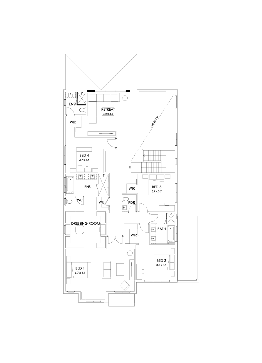 50 First Floor Floorplan (Alternate kitchen L-shape - Flipped)
