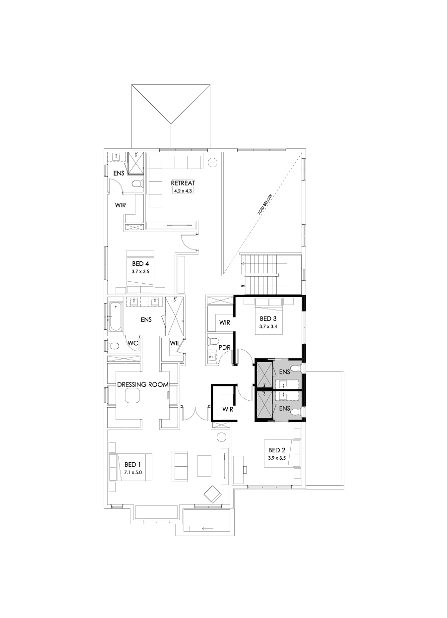 50 First Floor Floorplan (Ensuites to all bedrooms - Flipped)