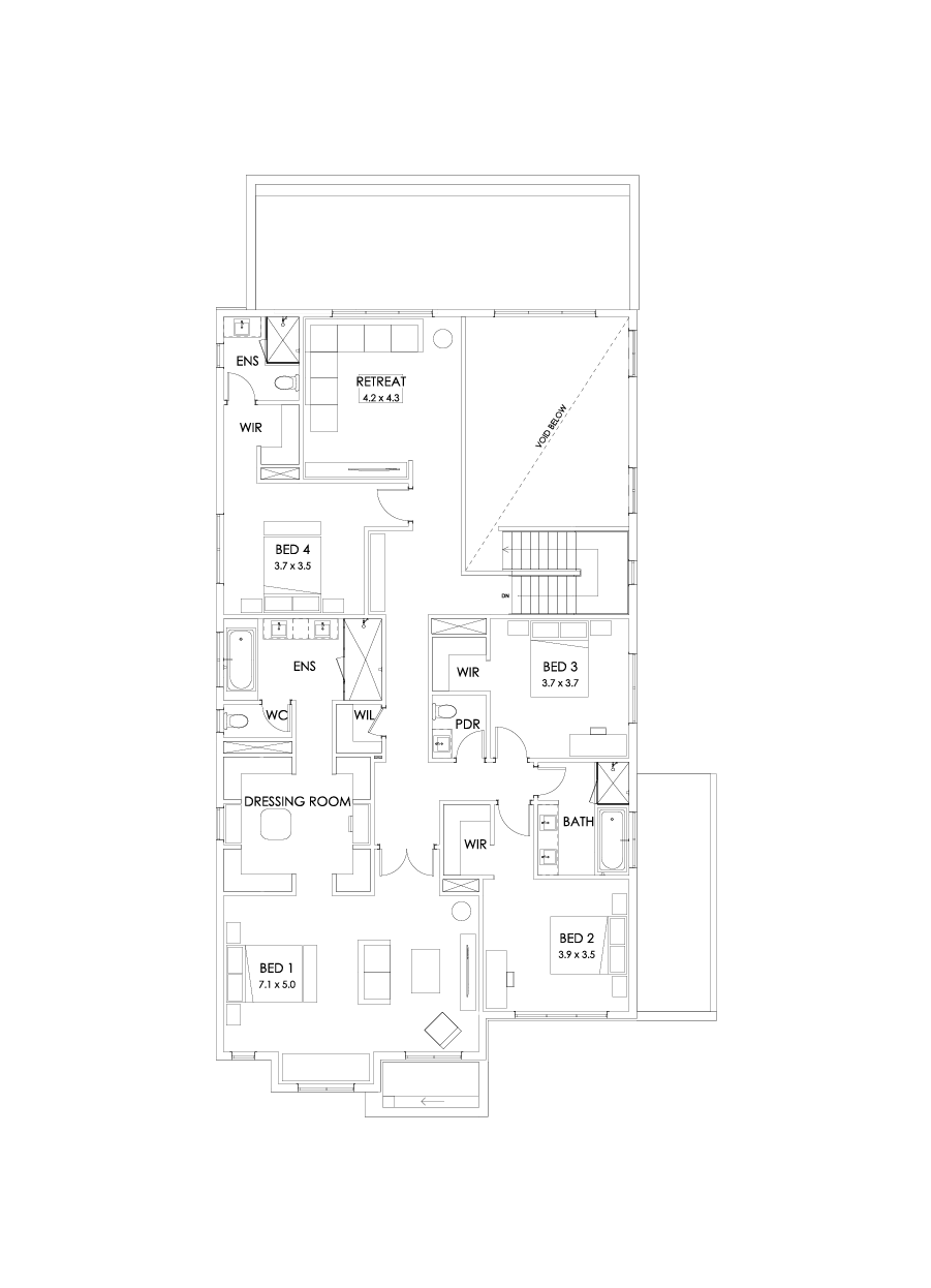 50 First Floor Floorplan (Larger kitchen dining - Flipped)