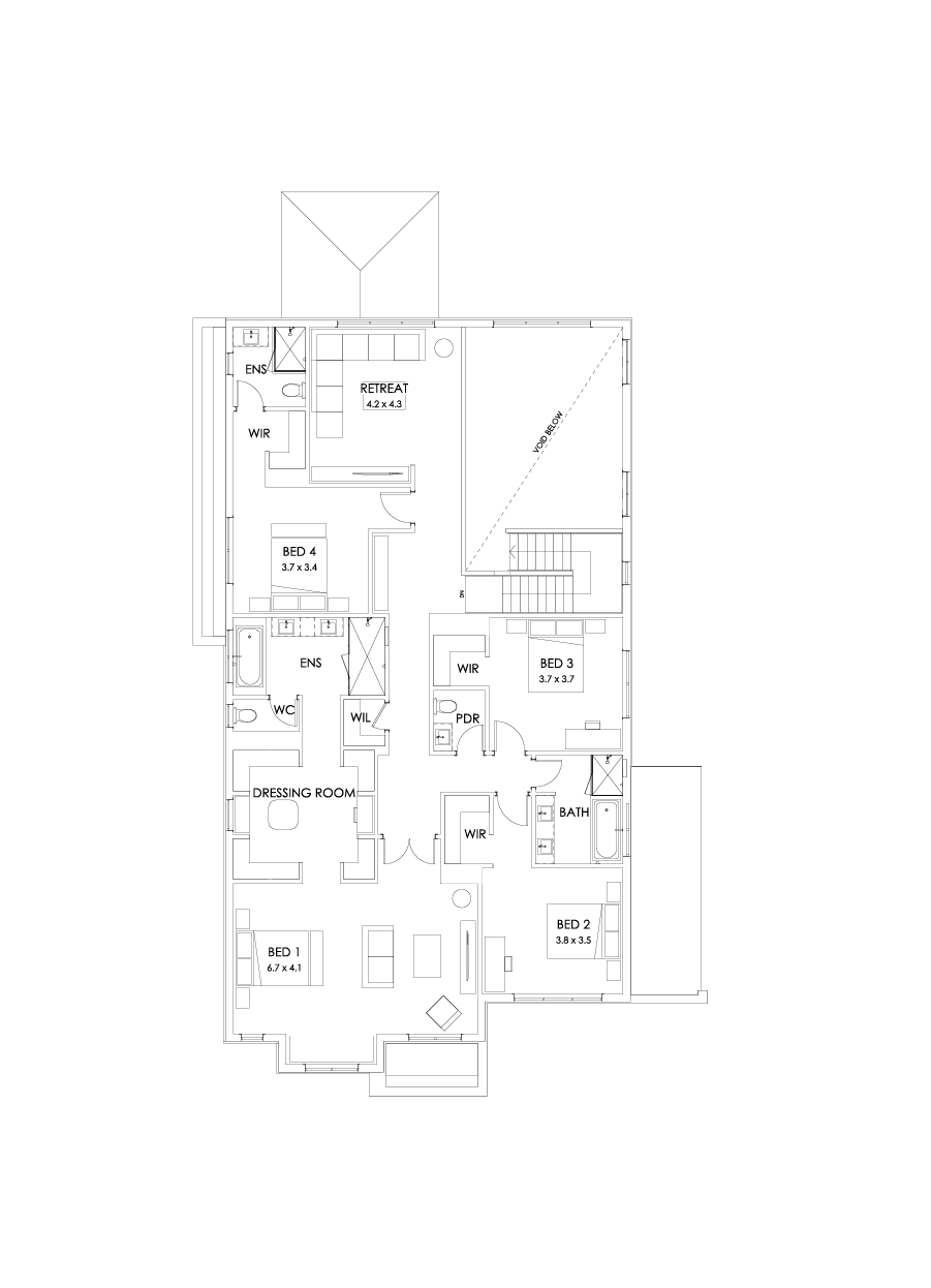 50 First Floor Floorplan (Larger kitchen - Flipped)
