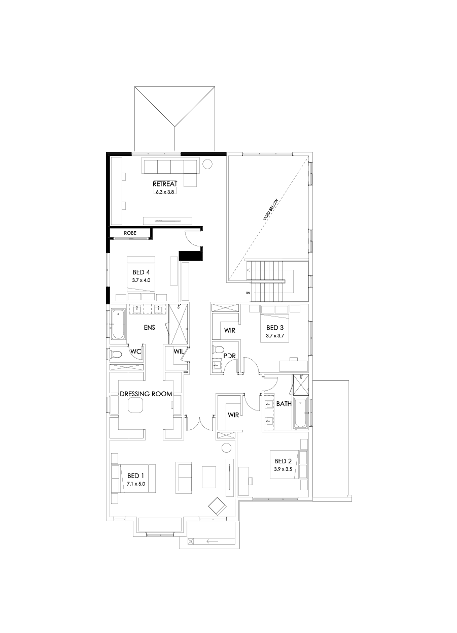 50 First Floor Floorplan (No minor ensuite - Flipped)