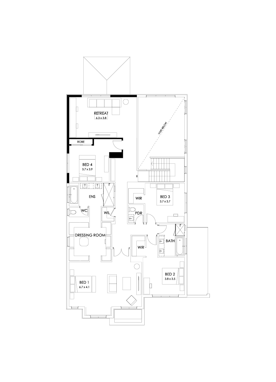 50 First Floor Floorplan (No minor ensuite - Flipped)