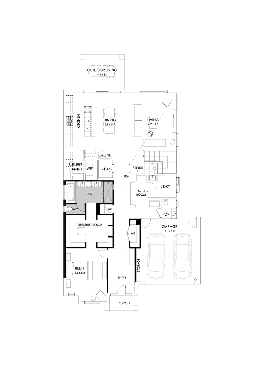 50 Ground Floor Floorplan (Alternate bed 1 - Flipped)