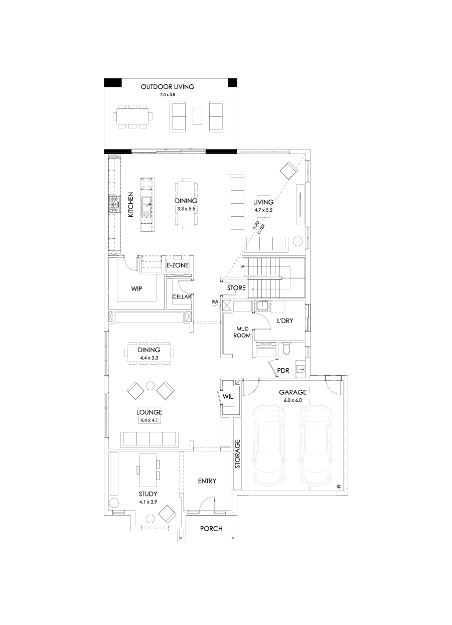 50 Ground Floor Floorplan (Alternate grand outdoor living - Flipped)