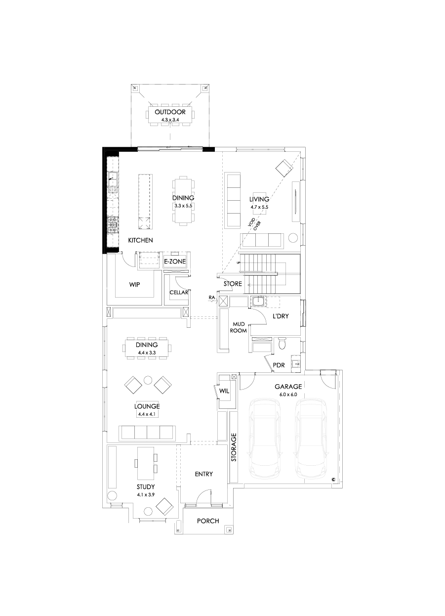50 Ground Floor Floorplan (Alternate kitchen  - Flipped)