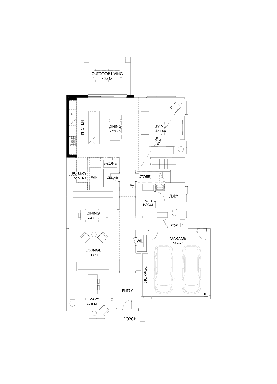 50 Ground Floor Floorplan (Alternate kitchen  - Flipped)