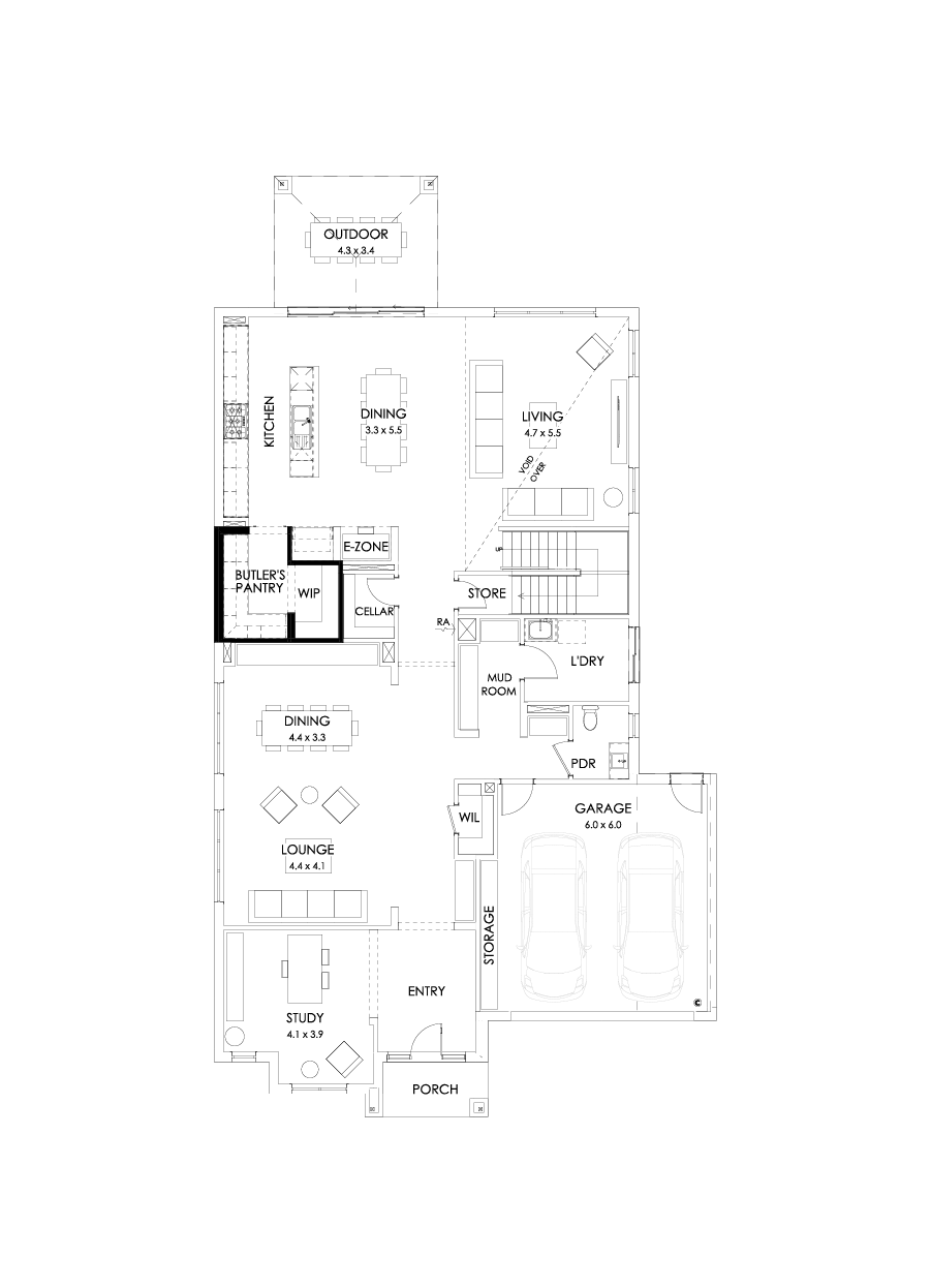 50 Ground Floor Floorplan (Butler's pantry - Included - Flipped)