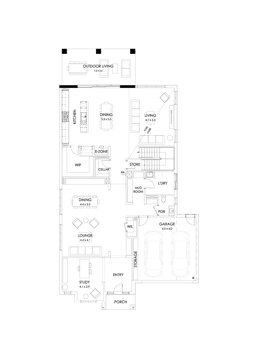 50 Ground Floor Floorplan (Grand outdoor living - Flipped)