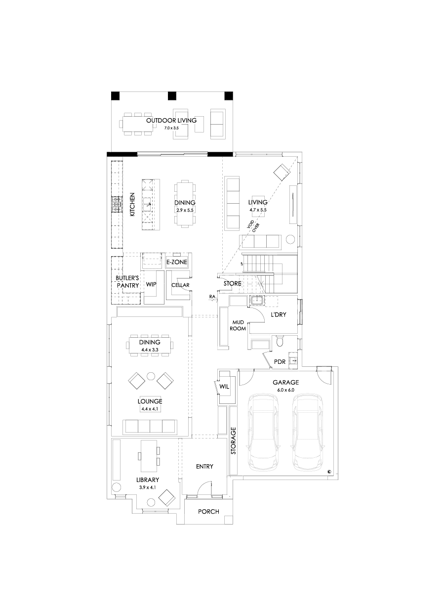 50 Ground Floor Floorplan (Grand outdoor living - Flipped)