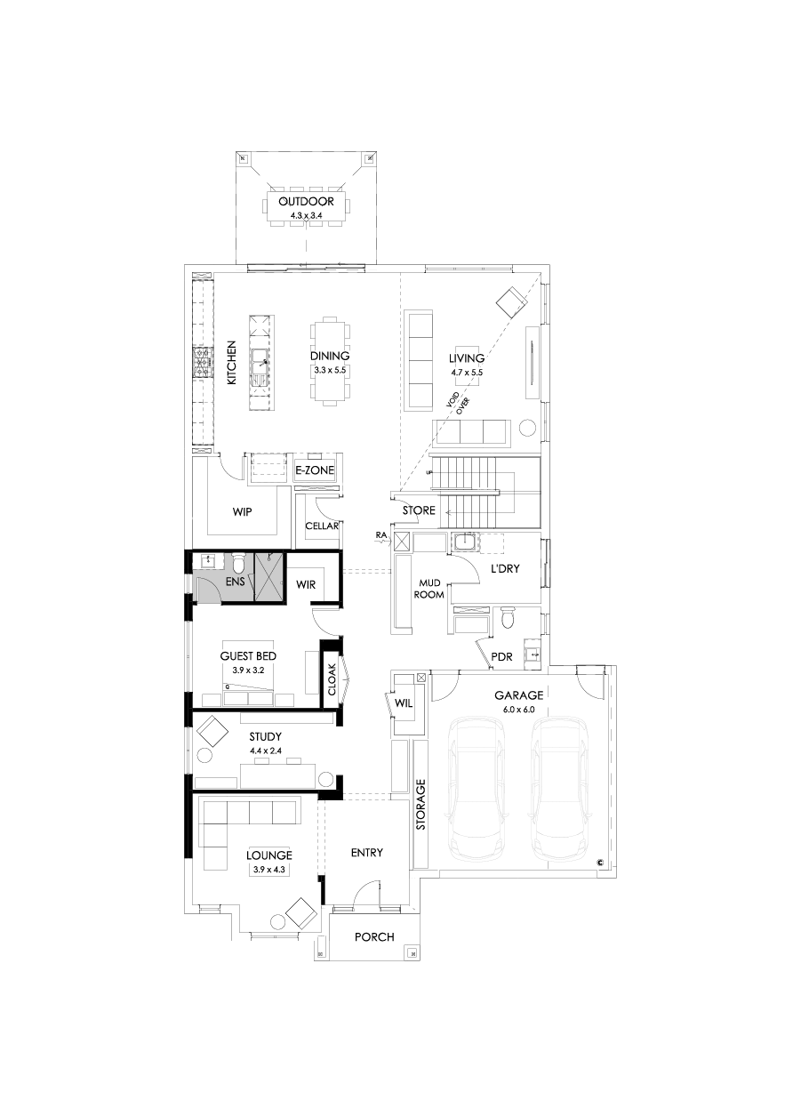 50 Ground Floor Floorplan (Guest bedroom - Flipped)
