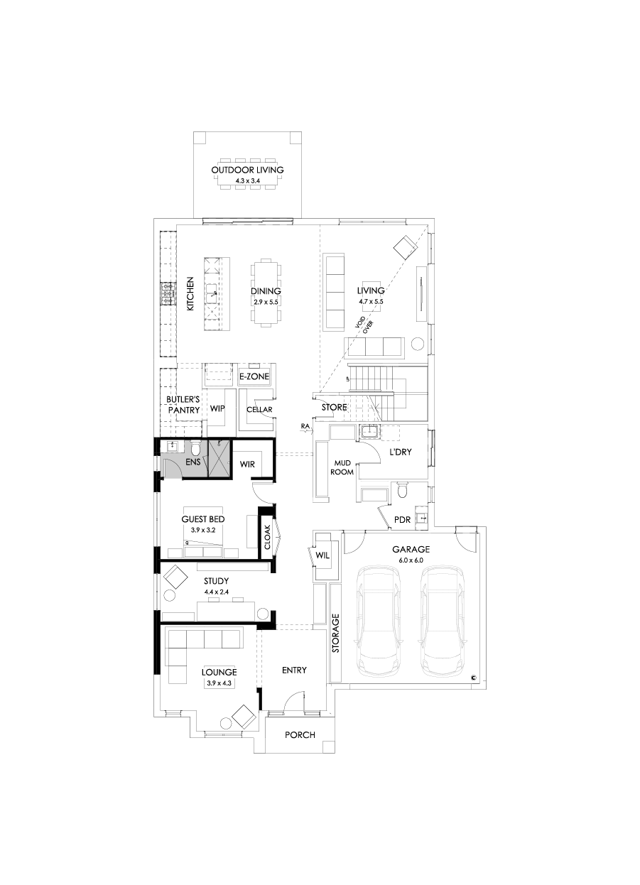 50 Ground Floor Floorplan (Guest bedroom - Flipped)